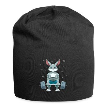 Hase Gewichtheben Fitness-Studio - Jersey-Beanie - Schwarz - Vorne