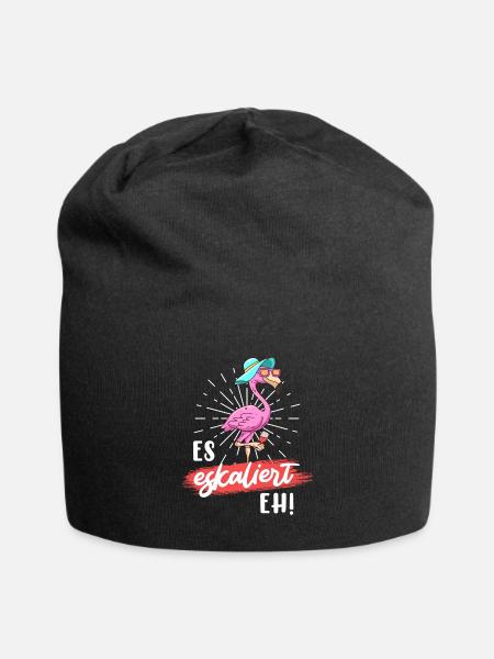Party Spruch es eskaliert eh Party Flamingo - Jersey-Beanie - Schwarz