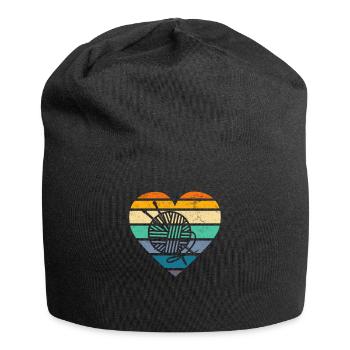 Retro Knitting Knitting Needle Knitting Needle Knitting - Jersey Beanie - black - Front
