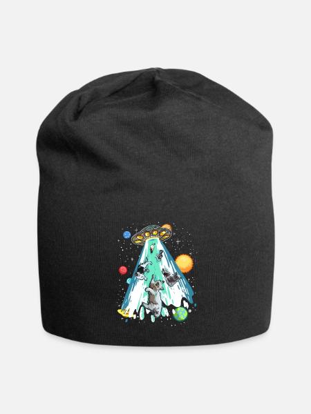 Drôle de dire Cat UFO Alien Cat Love - Bonnet en jersey - noir