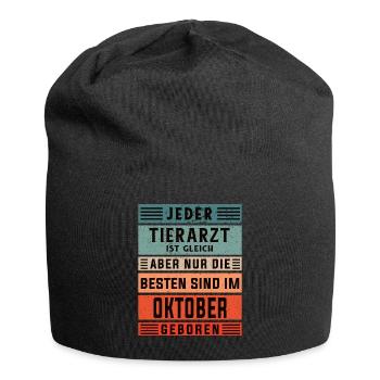 Veterinär Geburtstag Oktober geboren Tierarzt - Jersey-Beanie - Schwarz - Vorne