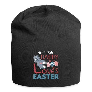 Daddy Loves Easter Rabbit Egg Easter Sunday - Jersey Beanie - black - Front