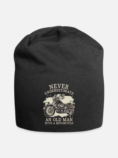 Never Underestimate An Old Man With A Motorcycle - Jersey-Beanie - Schwarz