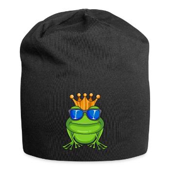 Frog with crown and sunglasses King - Jersey Beanie - black - Front
