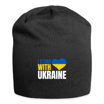 I stand with Ukraine Flag - Jersey-Beanie - Schwarz - Vorne