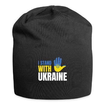 I stand with Ukraine Flag - Jersey-Beanie - Schwarz - Vorne