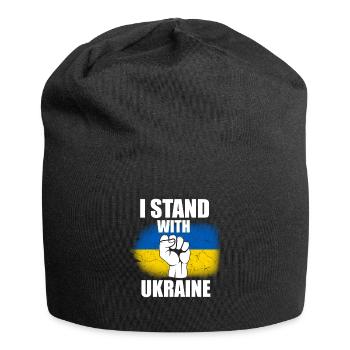 Ukraine Solidarität zeigen - Jersey-Beanie - Schwarz - Vorne