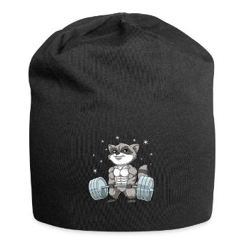 Waschbär Gewichtheben Fitness-Studio - Jersey-Beanie - Schwarz - Vorne