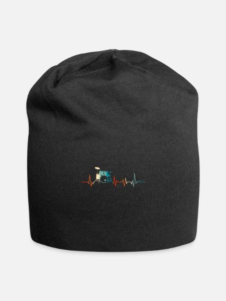Vintage Heartbeat Drums - Jersey Beanie - black