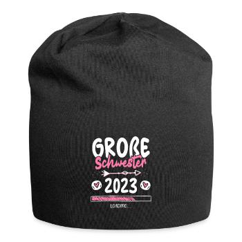 Große Schwester 2023 Loading Herz - Jersey-Beanie - Schwarz - Vorne