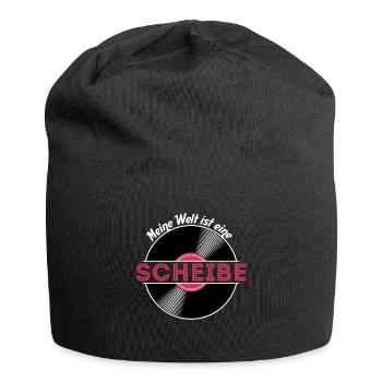 Meine Welt ist eine Scheibe / Schallplatte, Vinyl - Jersey-Beanie - Schwarz - Vorne