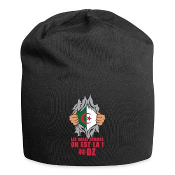 Les vrais zommes on est là dz algérie patrie foot - Bonnet en jersey - noir - Devant