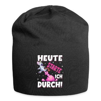Heute Starte Ich Durch - Pupsen Einhorn - Jersey-Beanie - Schwarz - Vorne