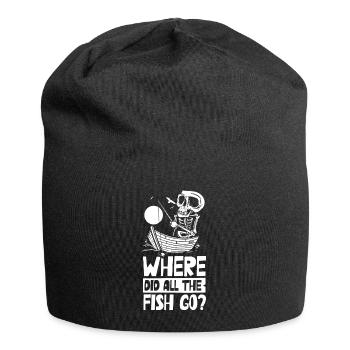 Wo Sind Die Ganzen Fische Hin? Fischer Fischen - Jersey-Beanie - Schwarz - Vorne