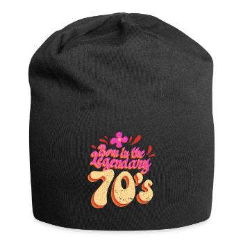 Né dans les années 70 70 Retro Hippie coloré - Bonnet en jersey - noir - Devant