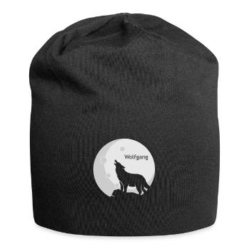 WOLFGANG Name Wolf Outfit for Name Day with Name - Jersey Beanie - black - Front