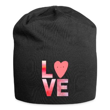 Love Herz Kawaii - Jersey-Beanie - Schwarz - Vorne