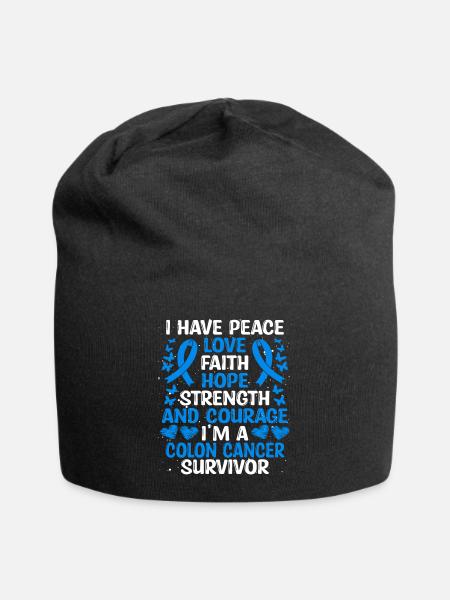 Cancer Survivor Love Colon Cancer Awareness - Jersey Beanie - black