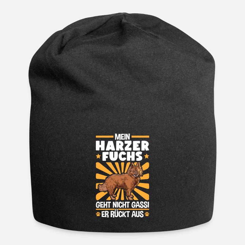 Harzer Fuchs Gassi gehen Altdeutscher Hütefuchs - Jersey-Beanie - Schwarz