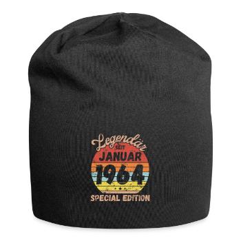 Januar 1964 - Geburtstag im Januar - Jersey-Beanie - Schwarz - Vorne
