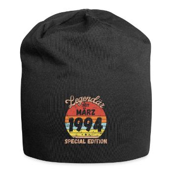 März 1994 - Geburtstag im März - Jersey-Beanie - Schwarz - Vorne