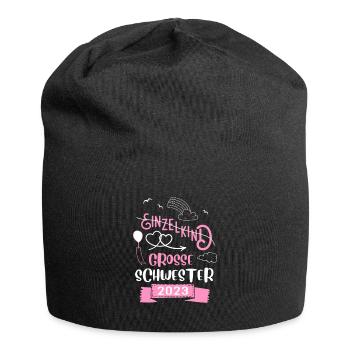 Einzelkind Große Schwester 2023 - Jersey-Beanie - Schwarz - Vorne