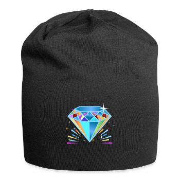 Diamant Edelstein Schmuck - Jersey-Beanie - Schwarz - Vorne