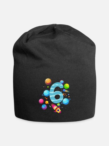 6. Geburtstag Jungen 6 Jahre Planeten Geburtstag - Jersey-Beanie - Schwarz