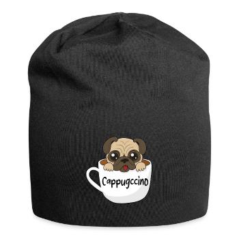 cappugccino cappuccino drôle de carlin carlin - Bonnet en jersey - noir - Devant