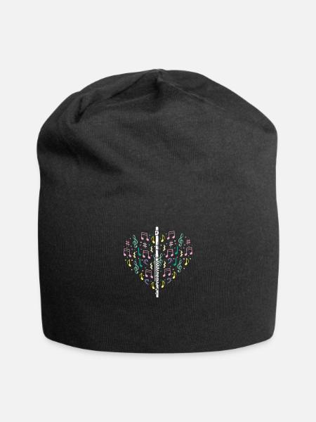 Querflöte I Musikinstrument Orchester Motiv für - Jersey-Beanie - Schwarz