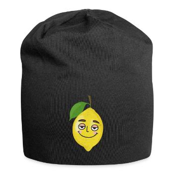Lächelnde Zitrone Lustige Zitrone Früchte - Jersey-Beanie - Schwarz - Vorne