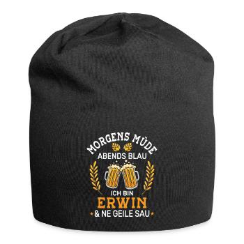 Morgens Müde Abends Blau Erwin Vornamen Outfit - Jersey-Beanie - Schwarz - Vorne