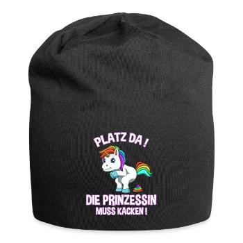 Ich muss kacken - Prinzessin Einhorn Kacken - Jersey-Beanie - Schwarz - Vorne