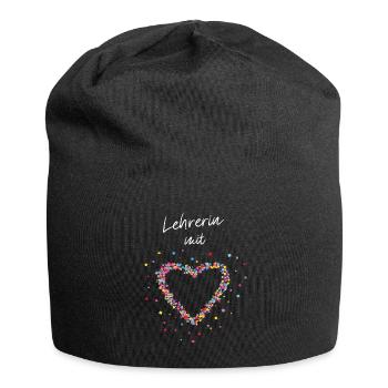 Lehrerin mit Herz Pädagogin Unterricht - Jersey-Beanie - Schwarz - Vorne