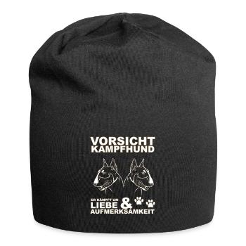 Bullterrier| Miniatur Bullterrier | Kampfhund - Jersey-Beanie - Schwarz - Vorne