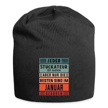Trockenbauer Geburtstag Januar geboren Stuckateur - Jersey-Beanie - Schwarz - Vorne