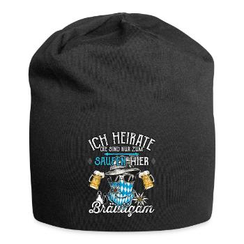 Männer JGA T-Shirt Bräutigam Ich heirate Saufen - Jersey-Beanie - Schwarz - Vorne