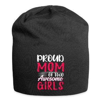 Proud Mom Of Two Girl Happy Mother's Day - Jersey Beanie - black - Front