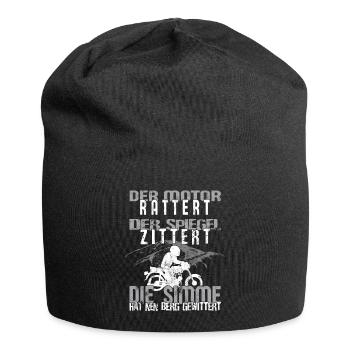 Der Motor Rattert - lustige ddr Moped Sprüche - Jersey-Beanie - Schwarz - Vorne