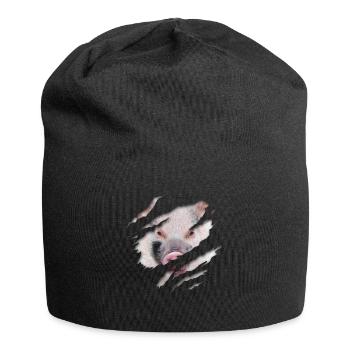 Schweine Gesicht Schwein Riss zerrissen - Jersey-Beanie - Schwarz - Vorne