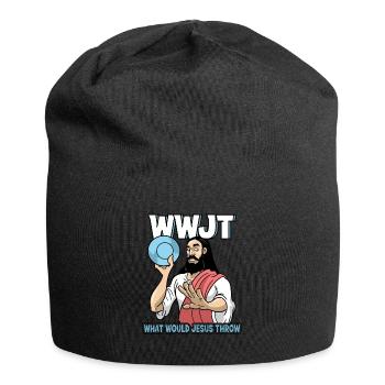 Jesus Christ Disc Golf Qu’est-ce que Jésus lancerait - Bonnet en jersey - noir - Devant