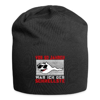 Vor 50 Jahren war ich der Schnellste 50.Geburtstag - Jersey-Beanie - Schwarz - Vorne