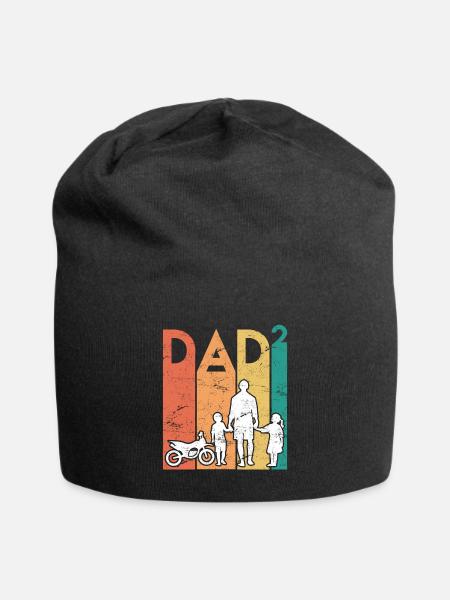 Zweifacher Papa Motorrad Vater Papa 2 Kinder - Jersey-Beanie - Schwarz