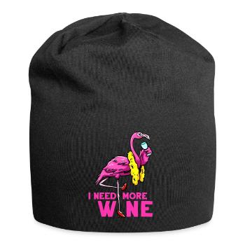 Weintrinker Ich brauche mehr Wein Flaningo Wein - Jersey-Beanie - Schwarz - Vorne