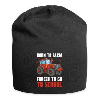 Born To Farm Forced To Go To School Tractor - Jersey Beanie - black - Front