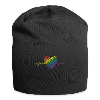 Beat Pulse Heart Love Rainbow Gay Pride LGBT Pride - Jersey-Beanie - Schwarz - Vorne
