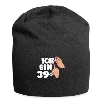 Ich bin 39 + Mittelfinger 40 Geburtstage Frauen - Jersey-Beanie - Schwarz - Vorne