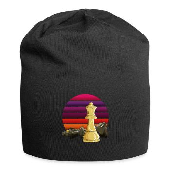 Échecs Échecs Échecs Checkmate Pièces d’échecs Roi - Bonnet en jersey - noir - Devant