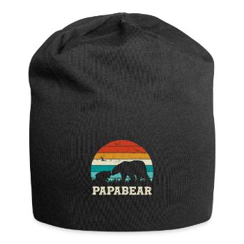 Bär Papa Sohn Baby Tochter Vatertag - Jersey-Beanie - Schwarz - Vorne