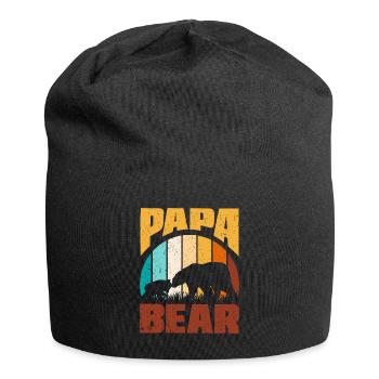 Bär Papa Sohn Baby Tochter Vatertag - Jersey-Beanie - Schwarz - Vorne